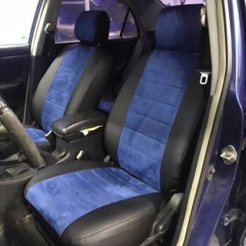 Авточехлы Автопилот синий алькантара